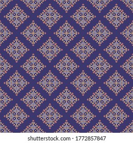 Seamless vector pattern with abstract symmetric ornament. Background with ethnic oriental motifs for design and print on fabric, paper and other surfaces.