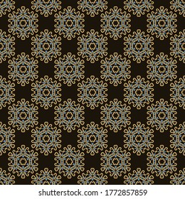 Seamless vector pattern with abstract symmetric ornament. Background with ethnic oriental motifs for design and print on fabric, paper and other surfaces.