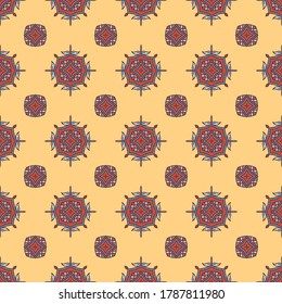 Seamless vector pattern with abstract symmetric ornament. Stylish ethnic decorative design for printing on textiles, wallpapers and other surfaces.