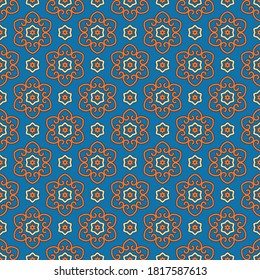 Seamless vector pattern with abstract symmetric ornament. Stylish ethnic decorative design for printing on textiles, wallpapers and other surfaces.