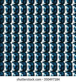 Seamless vector pattern. Abstract symmetrical background with closeup blue gems