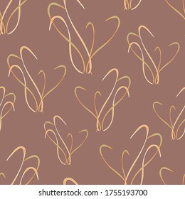 Seamless vector pattern abstract texture on beige background. Elegance wallpaper design with light curved lines. Modern fashion fabric wavy style.