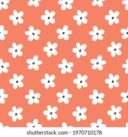 Seamless vector pattern with abstract white large flowers on a pink background. Creative floral texture. Great for fabric, textile and design