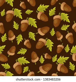 seamless vector pattern of acorn nuts