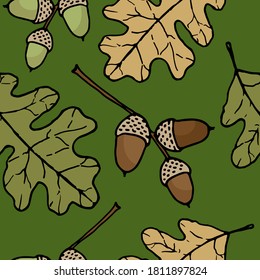 Seamless vector pattern with acorns.