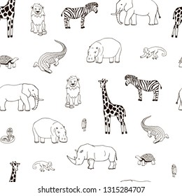 
seamless vector pattern with african animals.