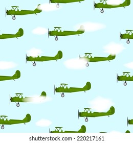 Seamless vector pattern with airplanes