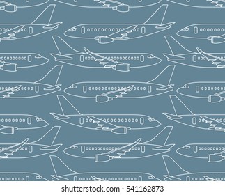 Seamless vector pattern with airplanes profiles. Can be used for graphic design, textile design or web design.