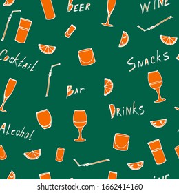 Seamless vector pattern. Alcohol drinks