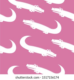 Seamless vector pattern with alligators. Children's pattern with alligators in delicate colors. Template for baby clothes, textiles, cards, posters and other uses.