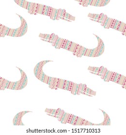 Seamless vector pattern with alligators. Children's pattern with alligators in delicate colors. Template for baby clothes, textiles, cards, posters and other uses.