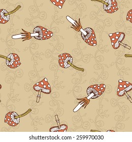 Seamless vector pattern of amanita