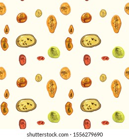 
Seamless vector pattern with 
amber dancing insect.