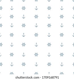 Seamless vector pattern. Anchor and helm. Isolated on a white background. Marine design. Vector graphics.
