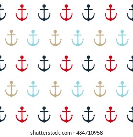 Seamless vector pattern of anchor shapes. Endless texture for printing onto fabric, web page background and paper or invitation. 