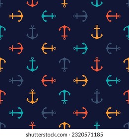 Seamless vector pattern with anchors. Background in marine style. Vector illustration