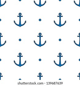 Seamless vector pattern with anchors and dots. Seamless pattern can be used for wallpaper, pattern fills, web page background,