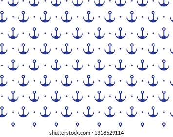 Seamless vector pattern with anchors. Navy blue and white textile pattern