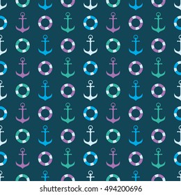 Seamless vector pattern with anchors. Print. Repeating background. Cloth design, wallpaper.