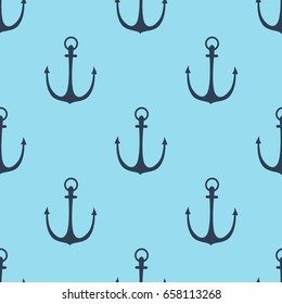 Seamless vector pattern with anchors sea texture decoration marine. Seamless anchor pattern nautical wallpaper fills web page background surface textures.