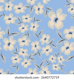 Seamless vector pattern with anemones and branches
