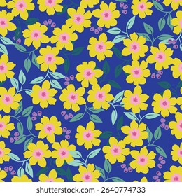 Seamless vector pattern with anemones and branches
