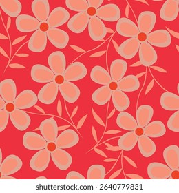 Seamless vector pattern with anemones and branches
