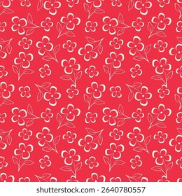 Seamless vector pattern with anemones and branches
