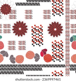 Seamless vector pattern. Animal, geometric and floral pattern for wallpaper, textile, fabric, curve and package design.  