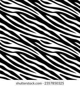 patrón vectorial sin costura de piel animal (cebra) en negro. fácil de editar 
