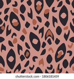 Seamless vector pattern with animal texture on pink background. Simple tropical wallpaper design. Cat fur fashion textile textured effect.
