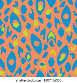 Seamless vector pattern animal texture on pink background. Bright abstract fur wallpaper design. Trendy fashion textile.