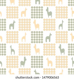 A seamless vector pattern with animals in pastel colors. Surface print design.