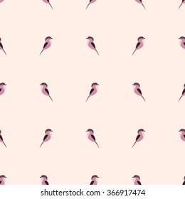Seamless vector pattern with animals. Symmetrical background with pink birds. Series of Animals and Insects Seamless Patterns.