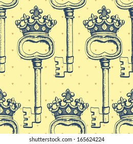 Seamless vector pattern with antique keys