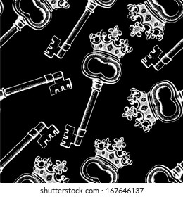 Seamless vector pattern with antique keys