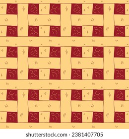Seamless vector pattern of apple pie texture with red filling and criss cross patterns. Great for fall decor, autumn mood, theme parties, banners, tablecloth, bedding, blankets, costumes, halloween,