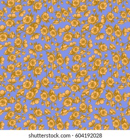 Seamless vector pattern with apple tree, hand drawn artistic background