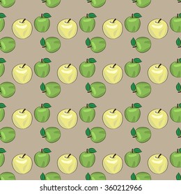 Seamless vector pattern with apples. Grey background