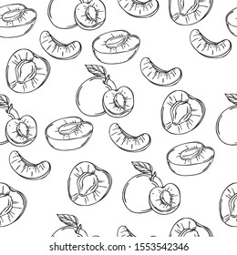 Seamless vector pattern with apricots.