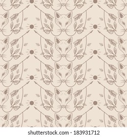 Seamless vector pattern with arrows and fox heads