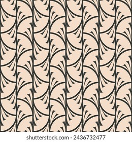 Seamless vector pattern Art Deco dark gray on a light beige background. Designed for all surfaces and printing