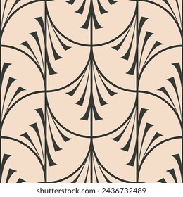 Seamless vector pattern Art Deco dark gray on a light beige background. Designed for all surfaces and printing