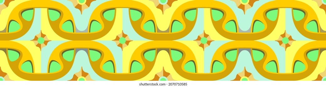 Seamless vector pattern. Art Nouveau decor. Tile with optical illusion. 3D pattern. Template for luxury design interior. Background. Modern tile design. Backdrop. Floor. Wall. Bathroom decor tiling.