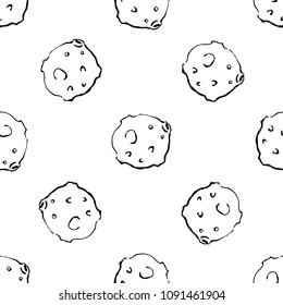 Seamless vector pattern with asteroids. Graphic design.