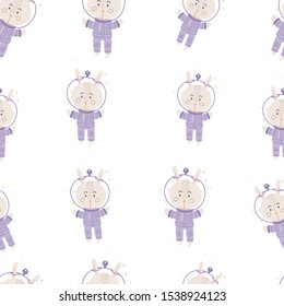 seamless vector pattern with astronaut bunnies