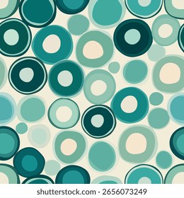 Padrão de vetor contínuo com círculos assimétricos em tons verdes.
Design exclusivo inclui círculos assimétricos. Toda a composição é feita em diferentes tons de verde.