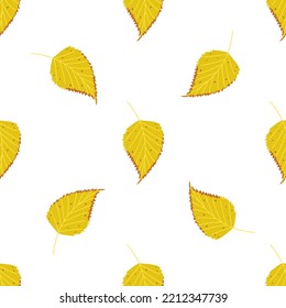 Seamless vector pattern of autumn birch leaves.