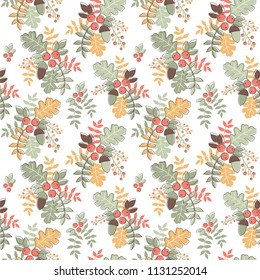 Seamless vector pattern with autumn elements. 