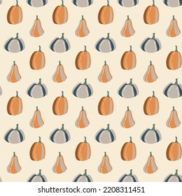 Seamless Vector Pattern Autumn Fall Pumpkin Thanksgiving